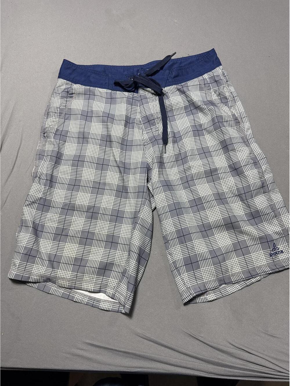 PRANA Men's Board Shorts Swim Shorts Tie Waist Blue Silver Size 32